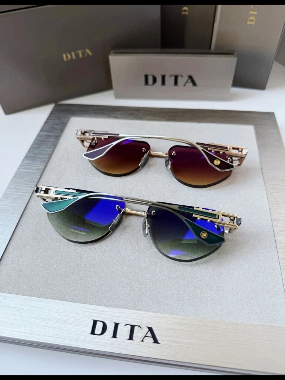 DITA Women's Rimless Gradient Brown Sunglasses - Picture 9 of 9